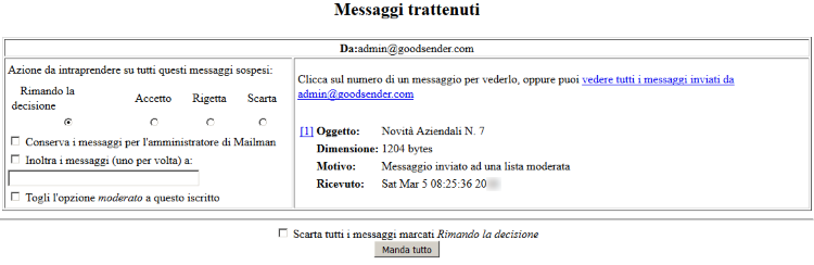 Messaggi trattenuti