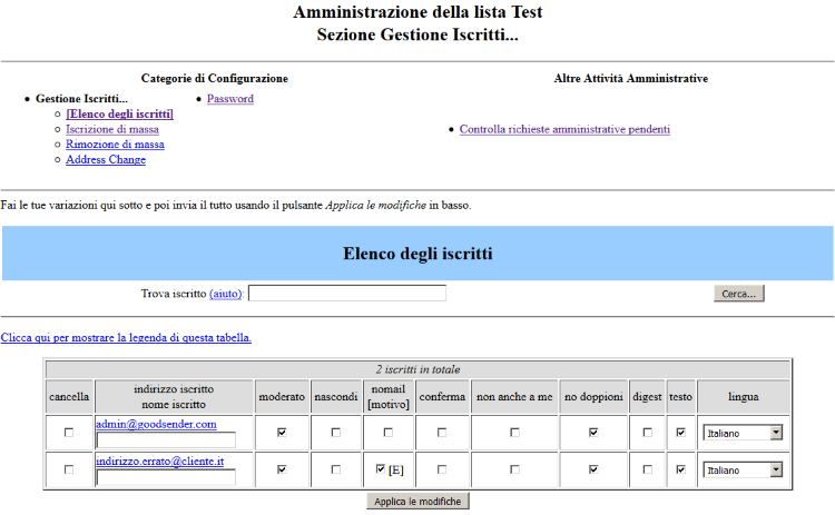 Elenco degli iscritti
